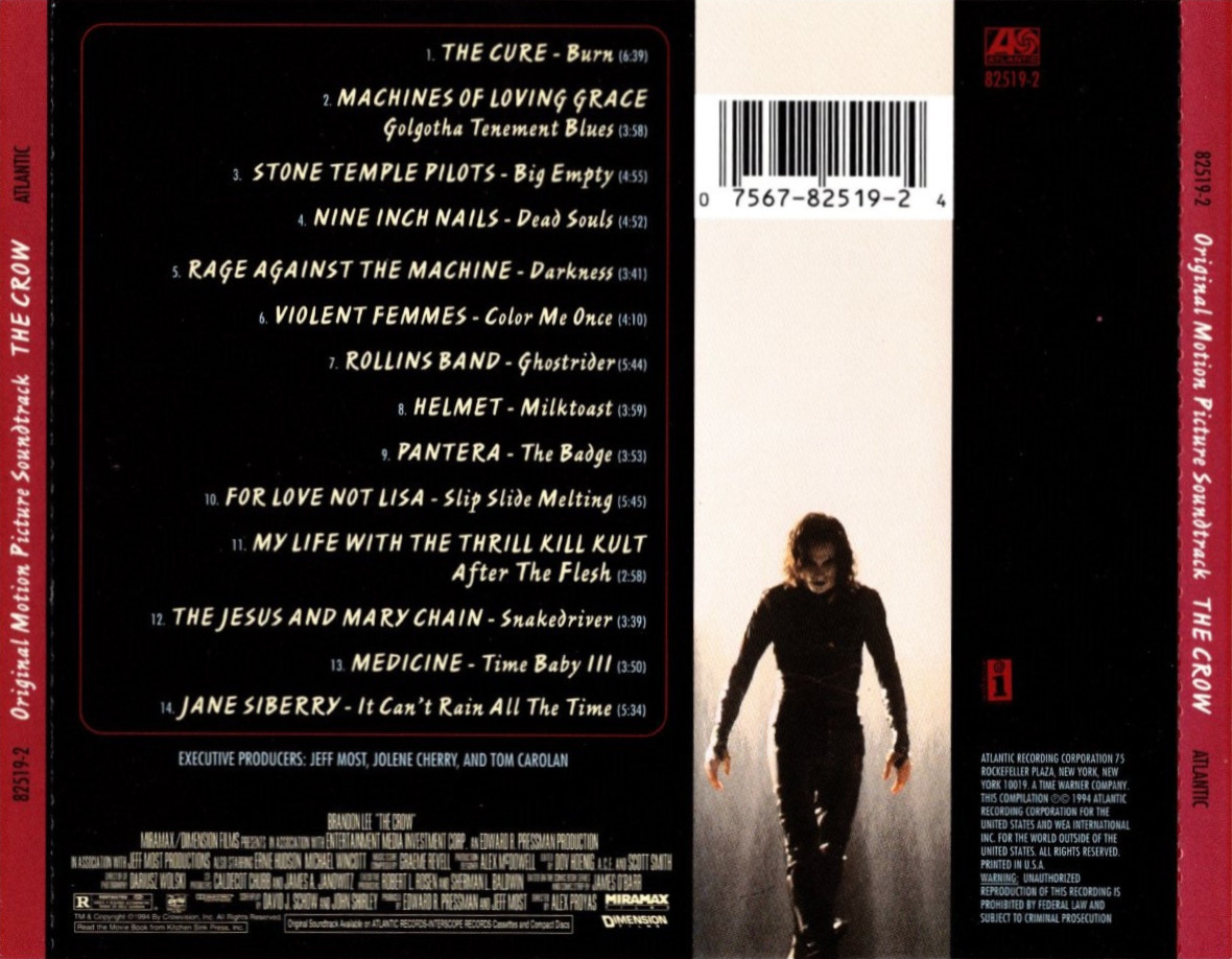 the crow soundtrack tray inlay